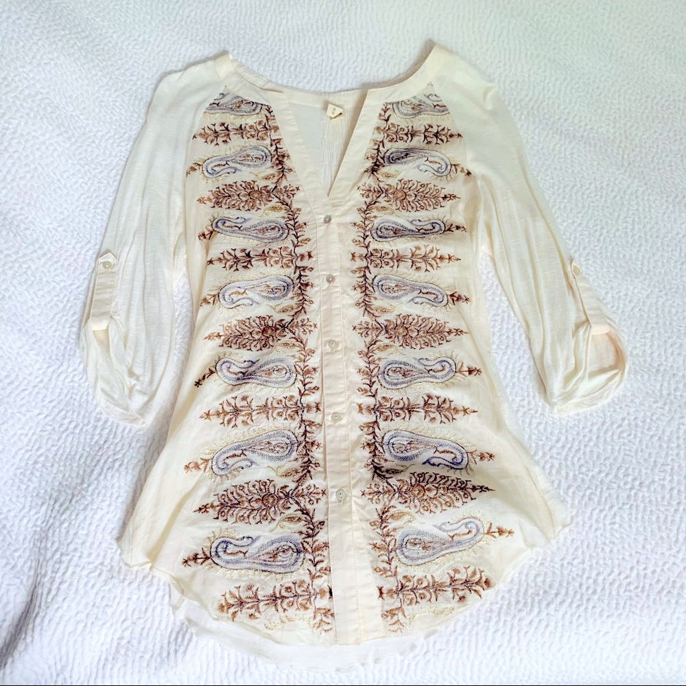 LAST CHANCE 🚀 Anthropologie Tiny Brand Embroidered Blouse XS